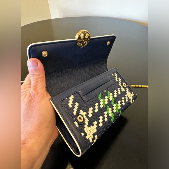 NWT Authentic Luxe Minimalist Tory Burch Duet Woven Envelope Continental/Clutch - Picture 10 of 17